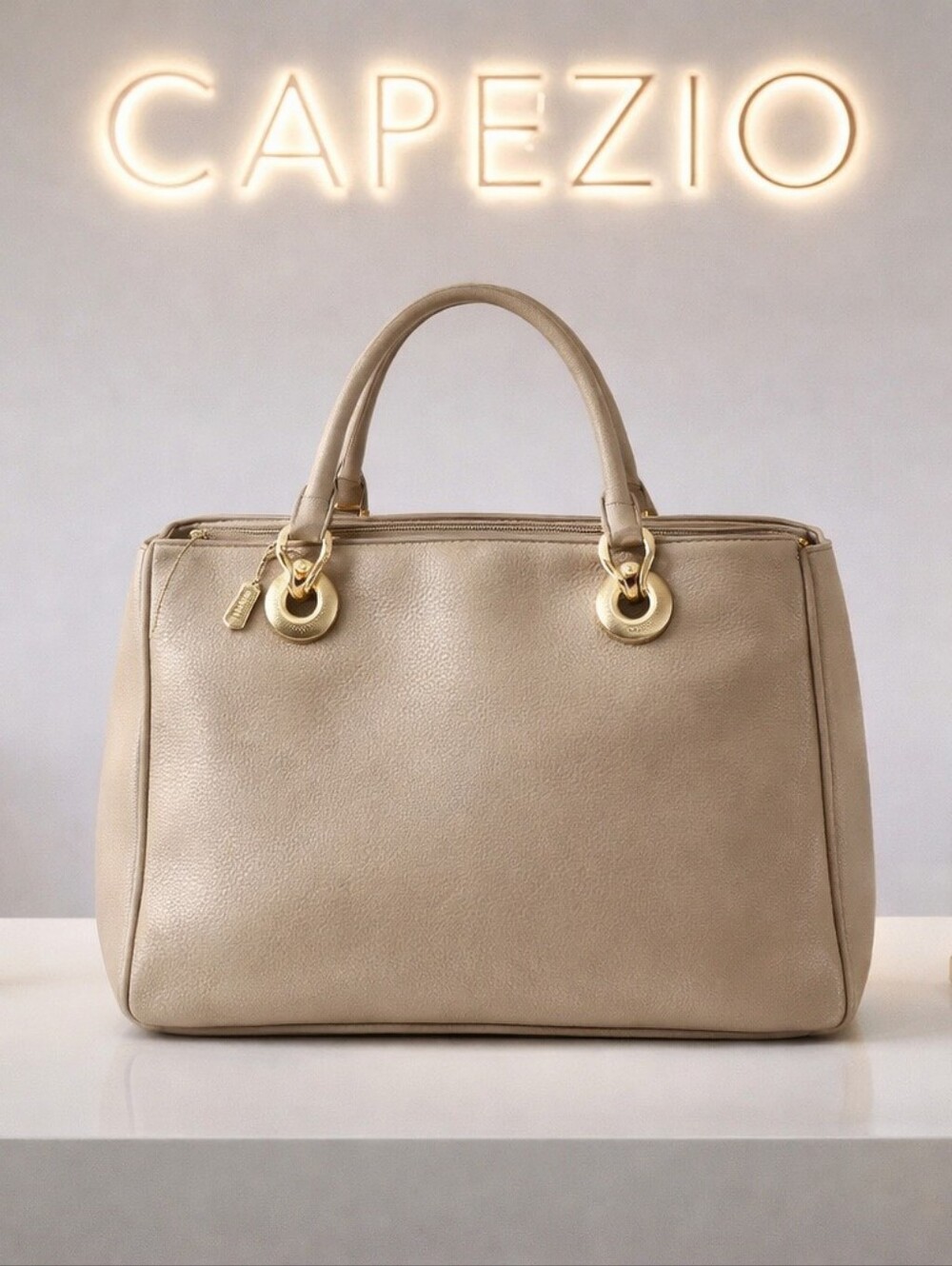 Capezio Classic Beige Leather Handbag